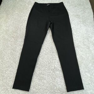 St. John Caviar Pull On Pants Black Elastic Waist Ankle Crop Small